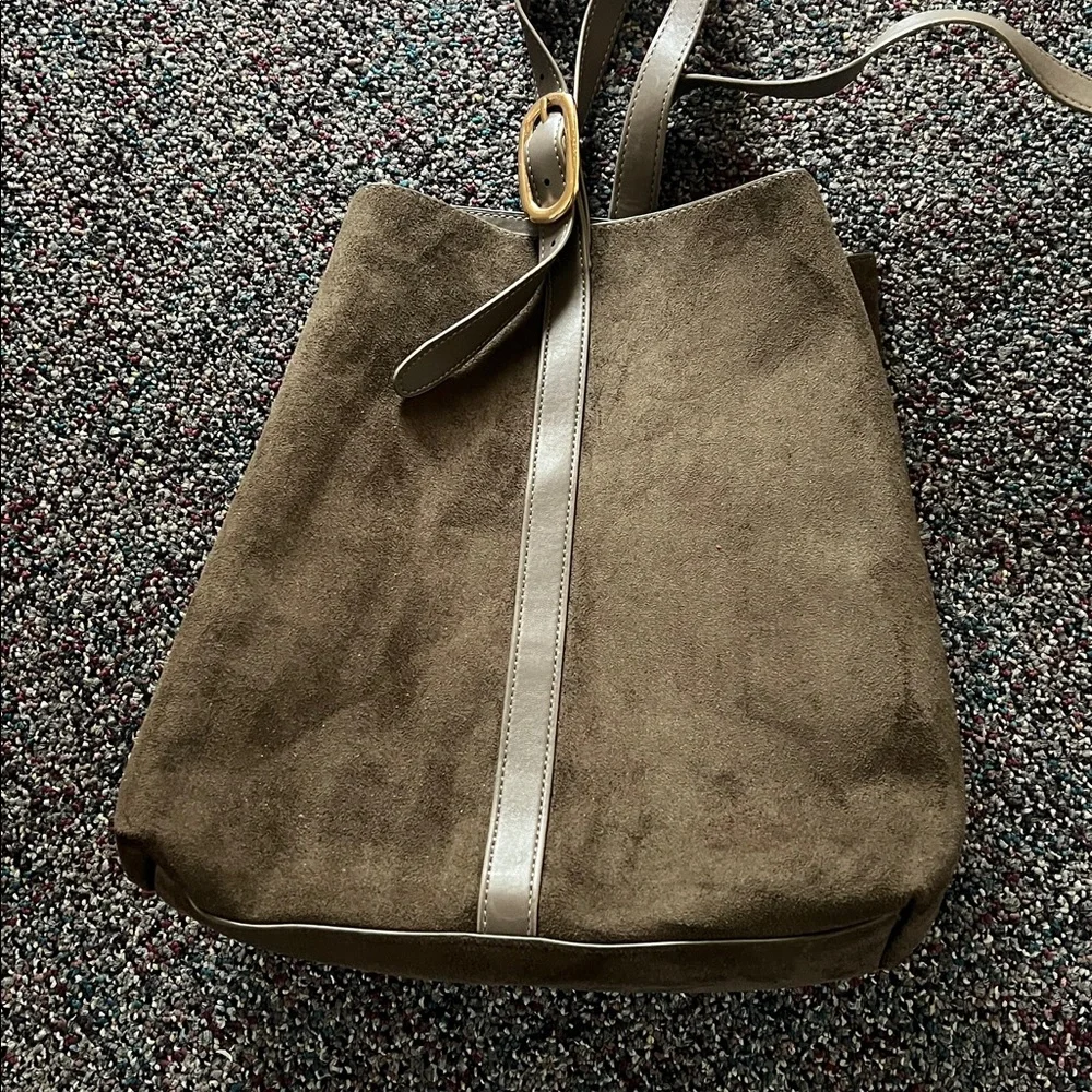 Old Navy Chocolate Brown Faux Suede Tote Bag - Picture 1 of 6